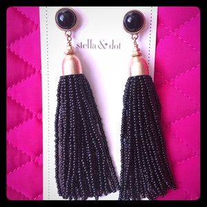 Stella and Dot Gita Black Tassel Earrings